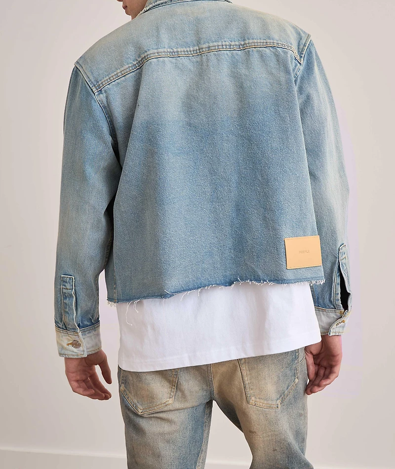 Basalt Cropped Raw Denim Jacket