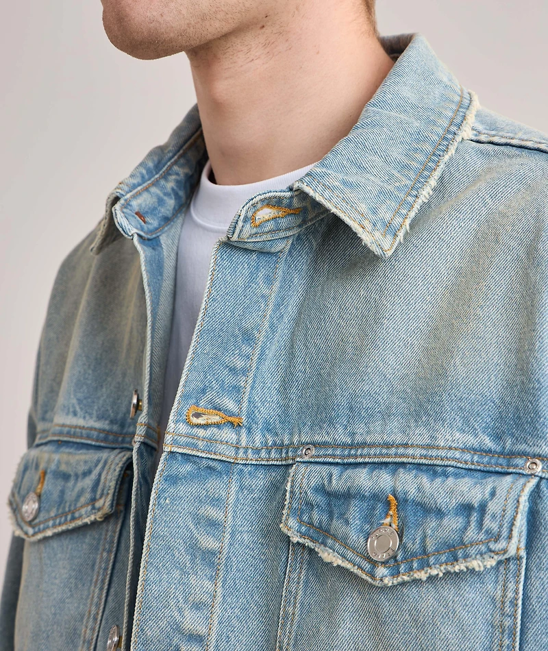Basalt Cropped Raw Denim Jacket