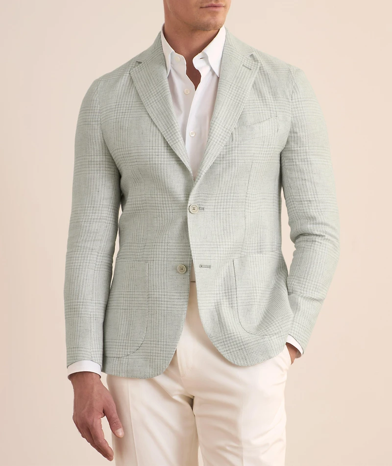 Glen Plaid Linen-Wool-Silk Sport Jacket