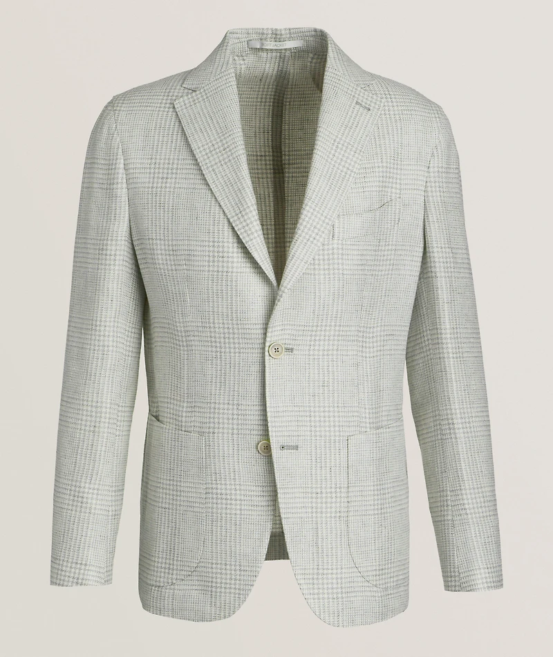 Glen Plaid Linen-Wool-Silk Sport Jacket