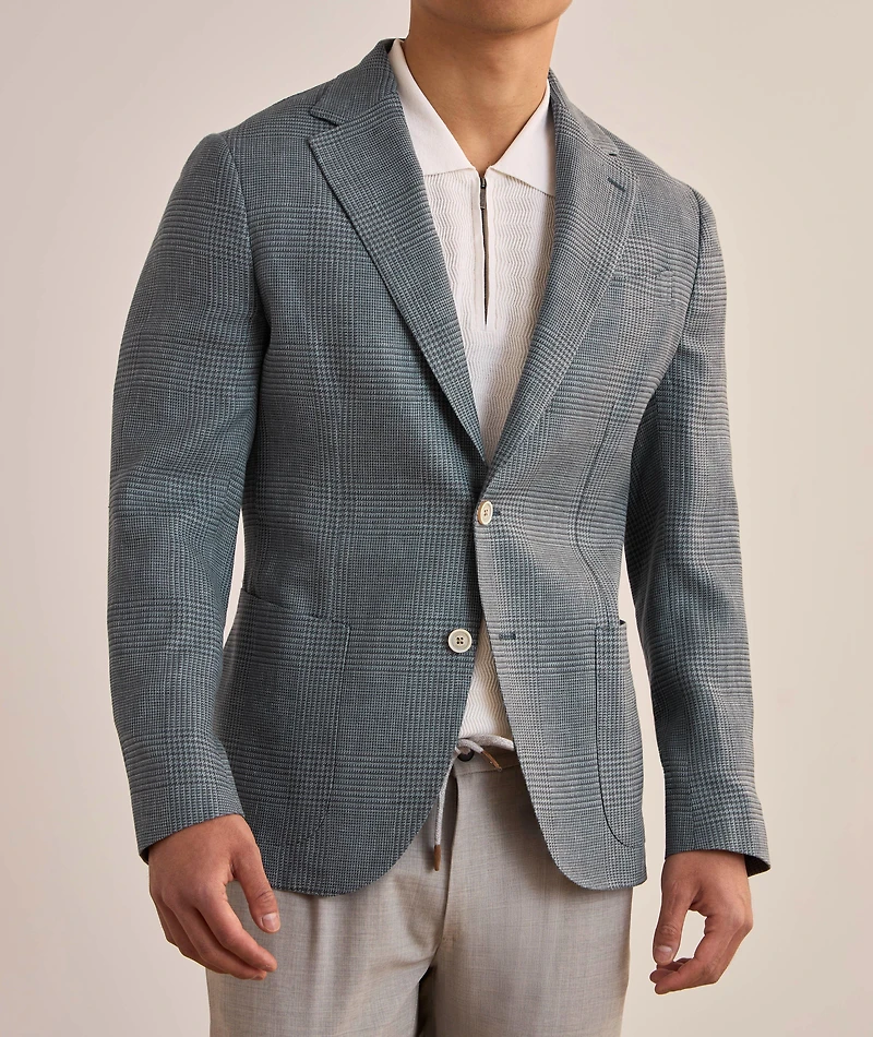 Glen Plaid Linen-Wool Sport Jacket