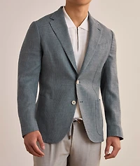 Glen Plaid Linen-Wool Sport Jacket
