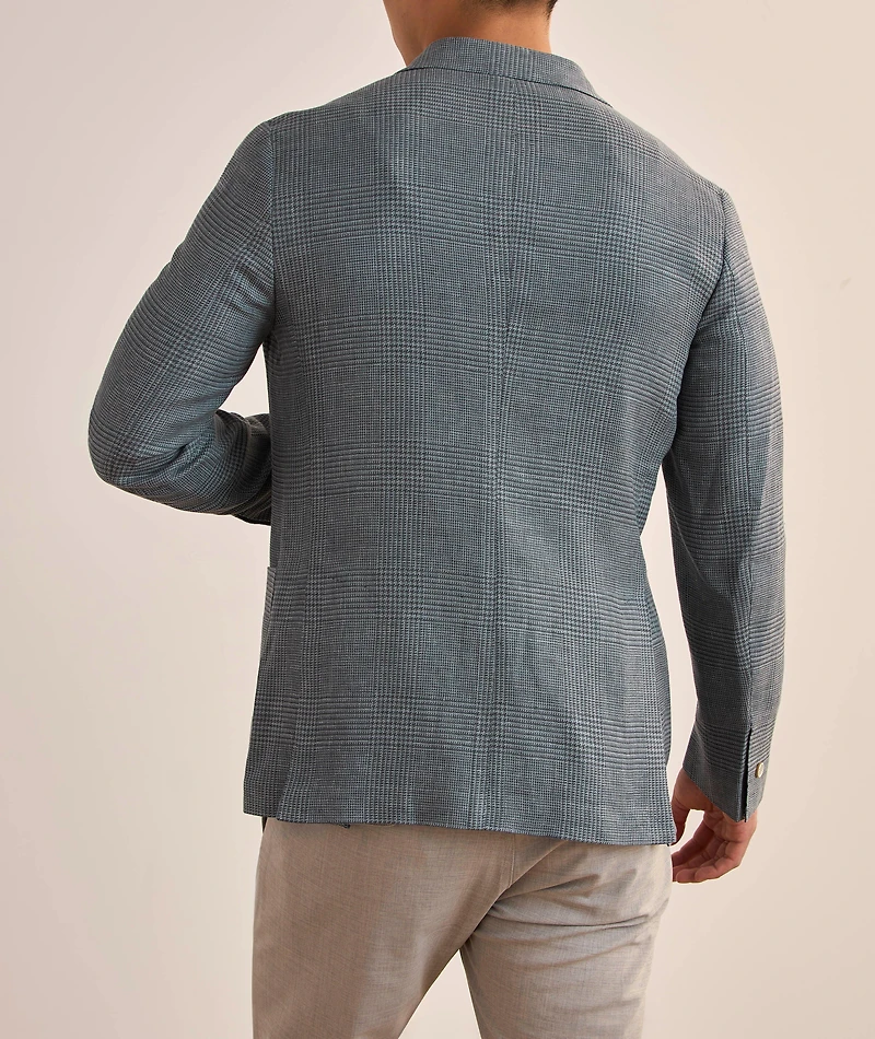 Glen Plaid Linen-Wool Sport Jacket