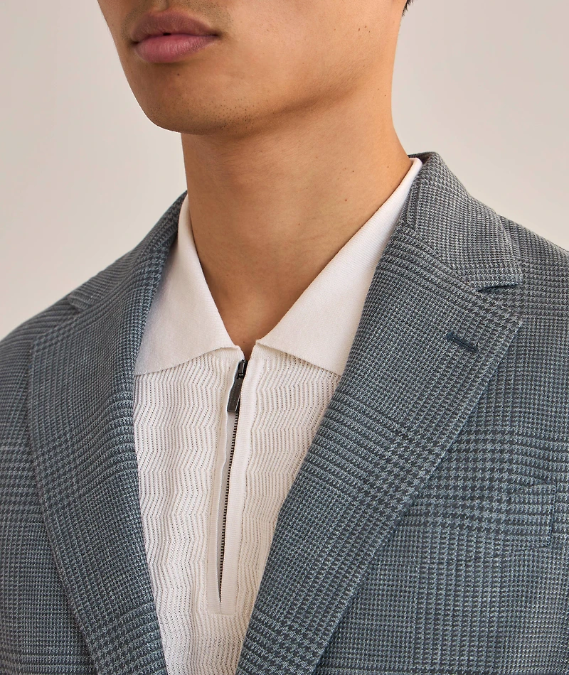 Glen Plaid Linen-Wool Sport Jacket