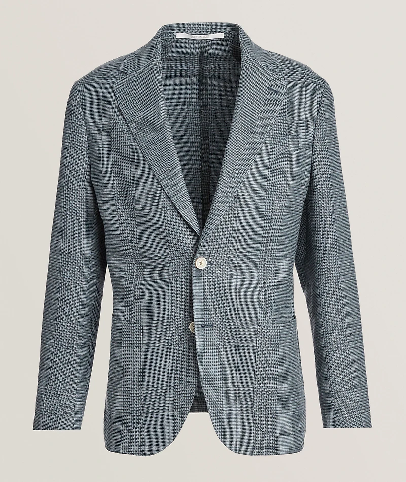 Glen Plaid Linen-Wool Sport Jacket