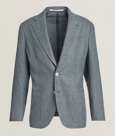 Glen Plaid Linen-Wool Sport Jacket