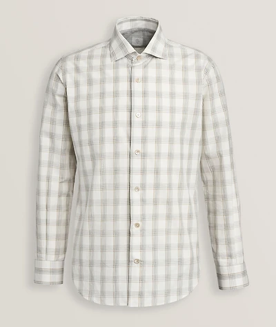 Cotton-Linen Plaid Shirt