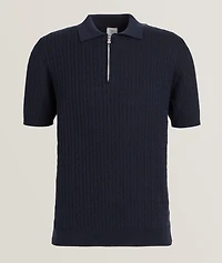 Wool-Silk Cable Knit Polo