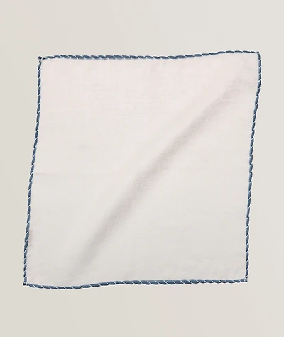 Striped Piping Linen Pocket Square