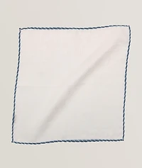 Striped Piping Linen Pocket Square