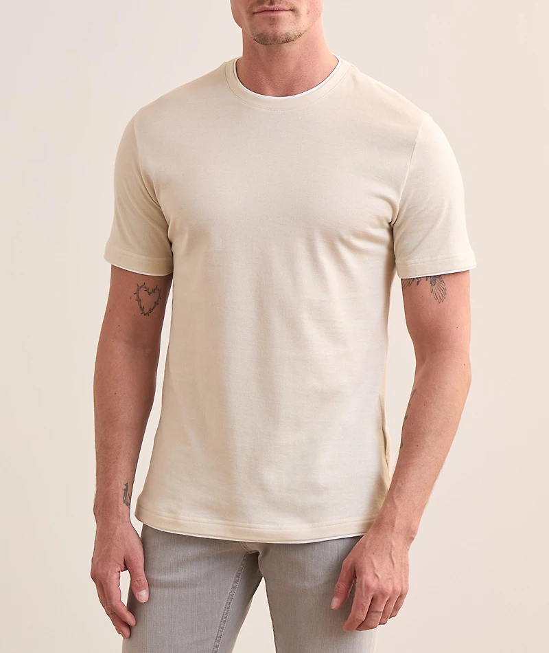 Contrast Tipped Stretch-Cotton T-Shirt