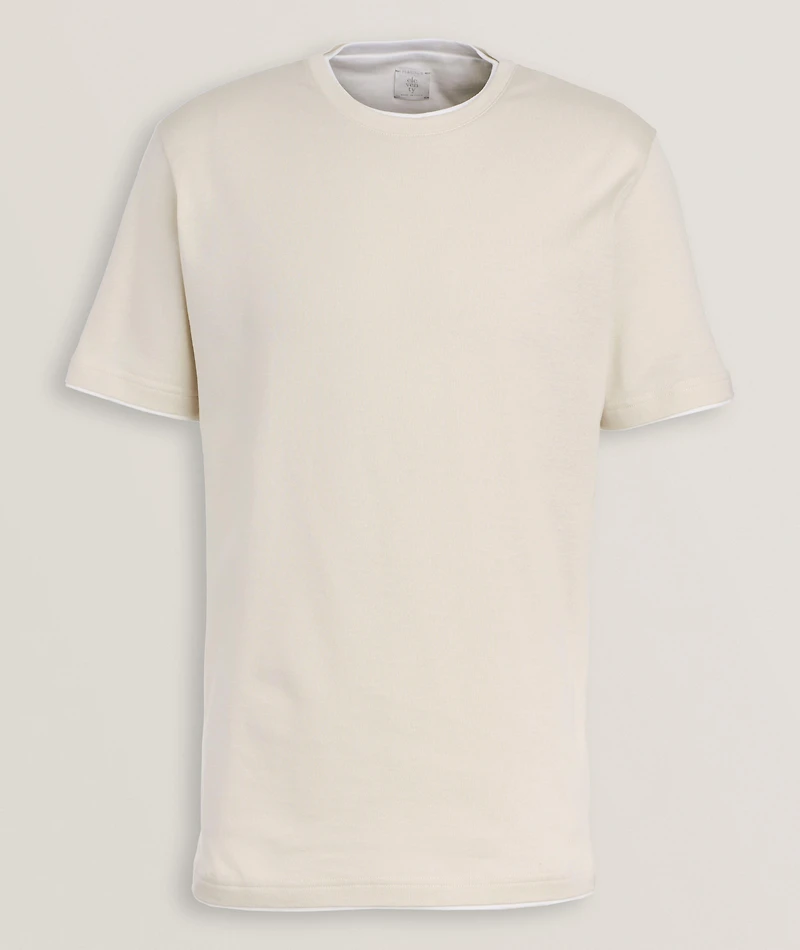 Contrast Tipped Stretch-Cotton T-Shirt