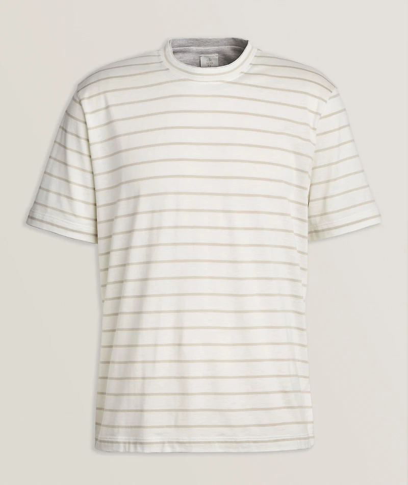 Striped Tipped Cotton-Silk T-Shirt