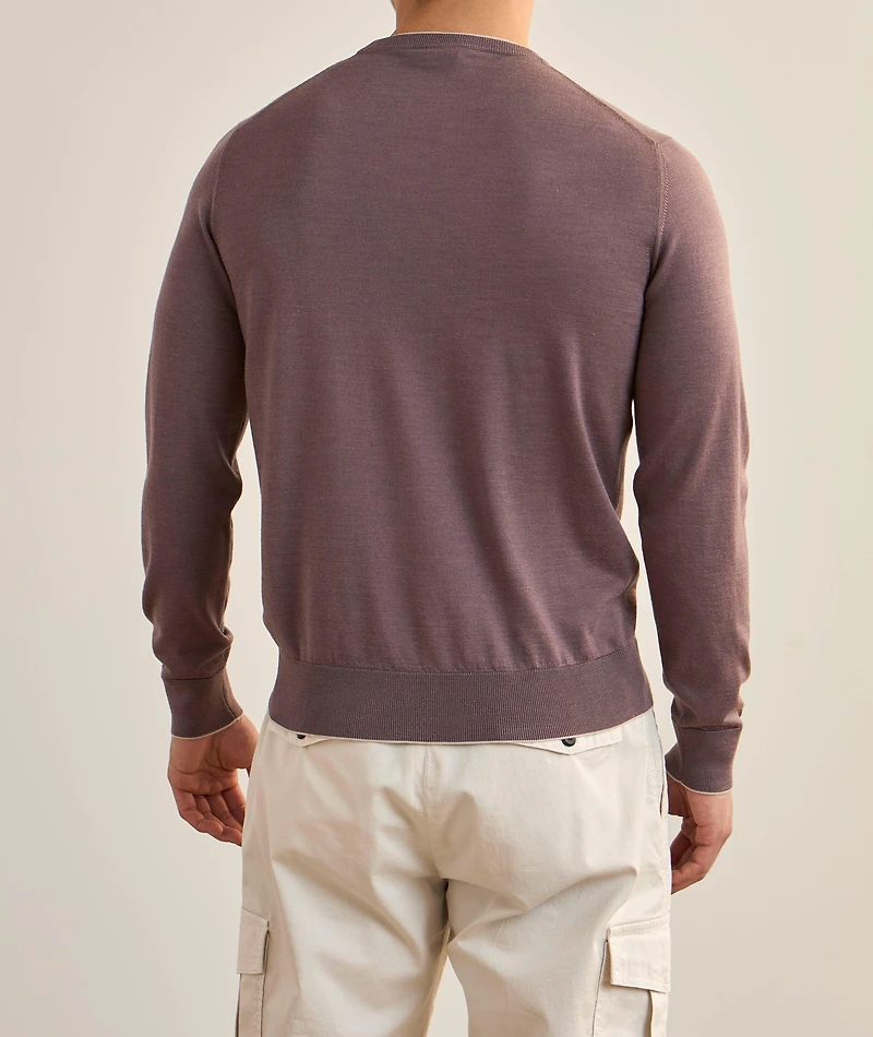 Wool-Silk Tipped Crewneck Sweater