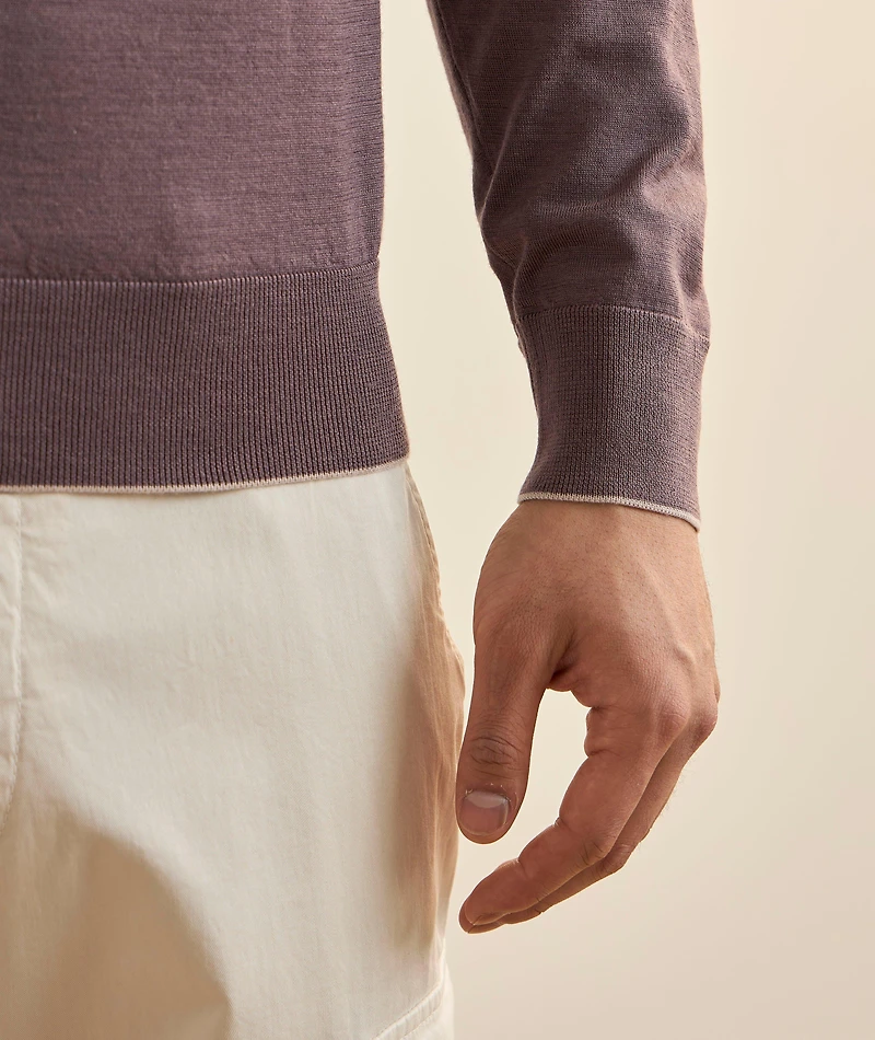Wool-Silk Tipped Crewneck Sweater