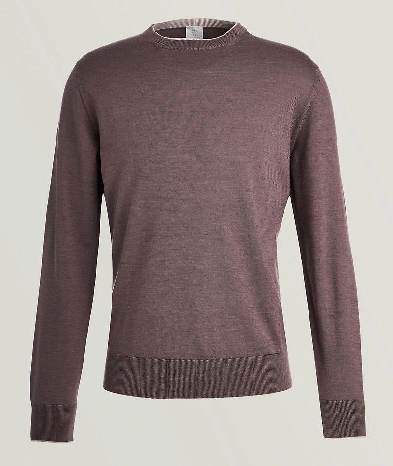 Wool-Silk Tipped Crewneck Sweater