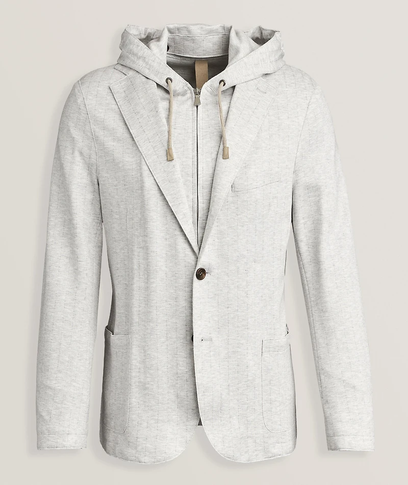 Pinstripe Removable Hood Sport Jacket