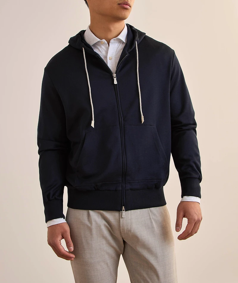 Silk-Cotton Hooded Sweater