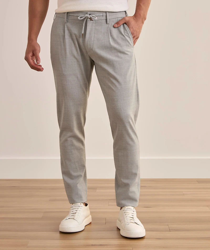 Stretch-Wool Tailored Drawstring Pants