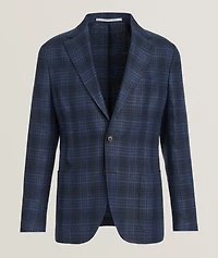 Plaid Linen-Blend Sport Jacket