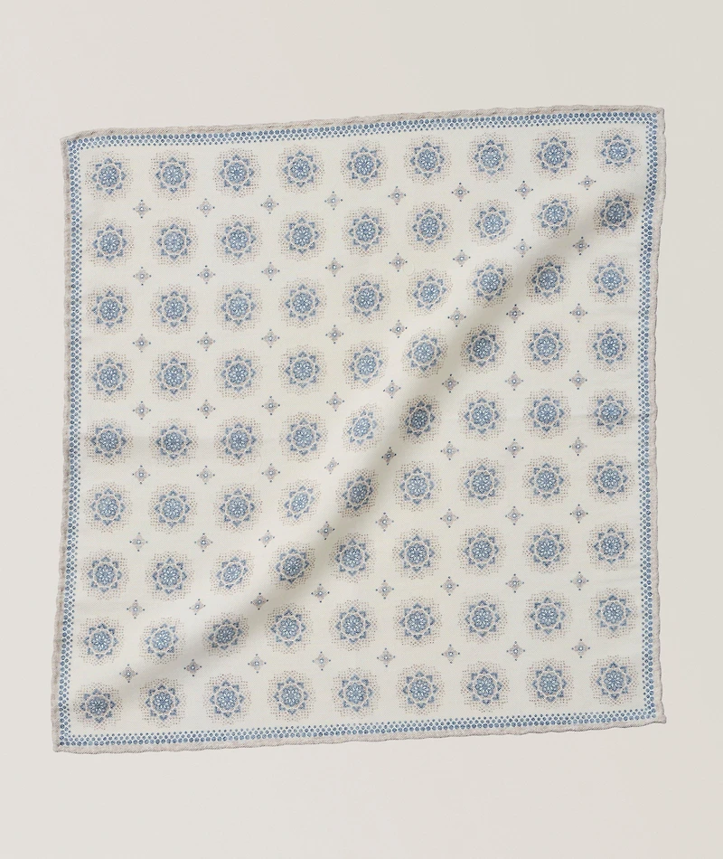 Medallion Wool-Cotton Pocket Square 