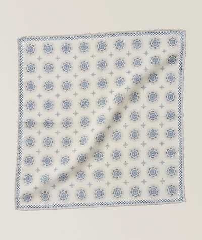 Medallion Wool-Cotton Pocket Square 