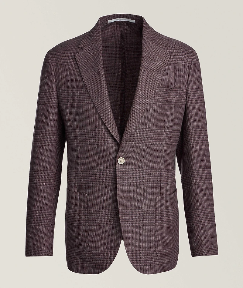 Glen Plaid Linen-Blend Sport Jacket