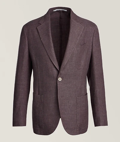 Glen Plaid Linen-Blend Sport Jacket