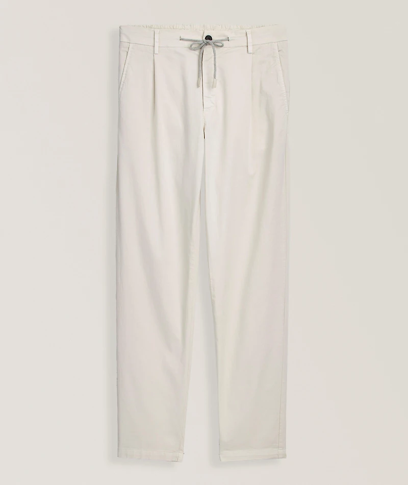 Stretch-Cotton Tapered Pants