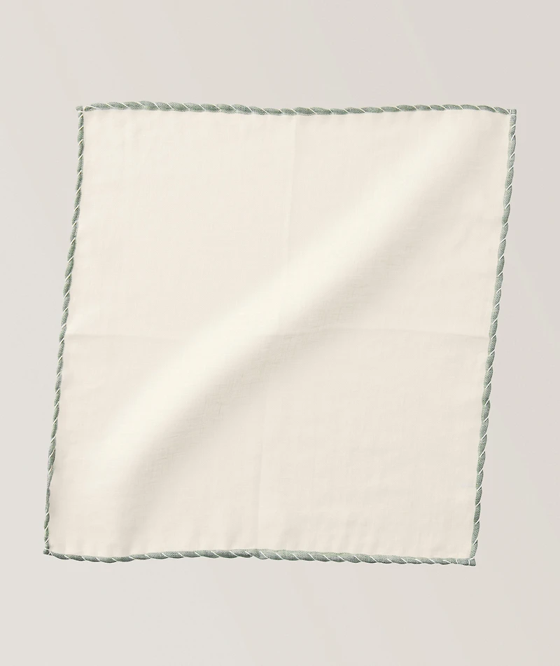 Piped Linen Pocket Square