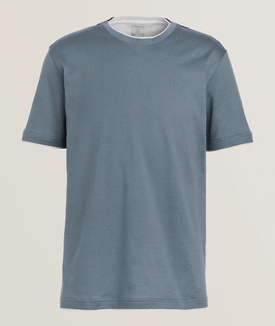 Contrast Tipped Stretch-Cotton T-Shirt