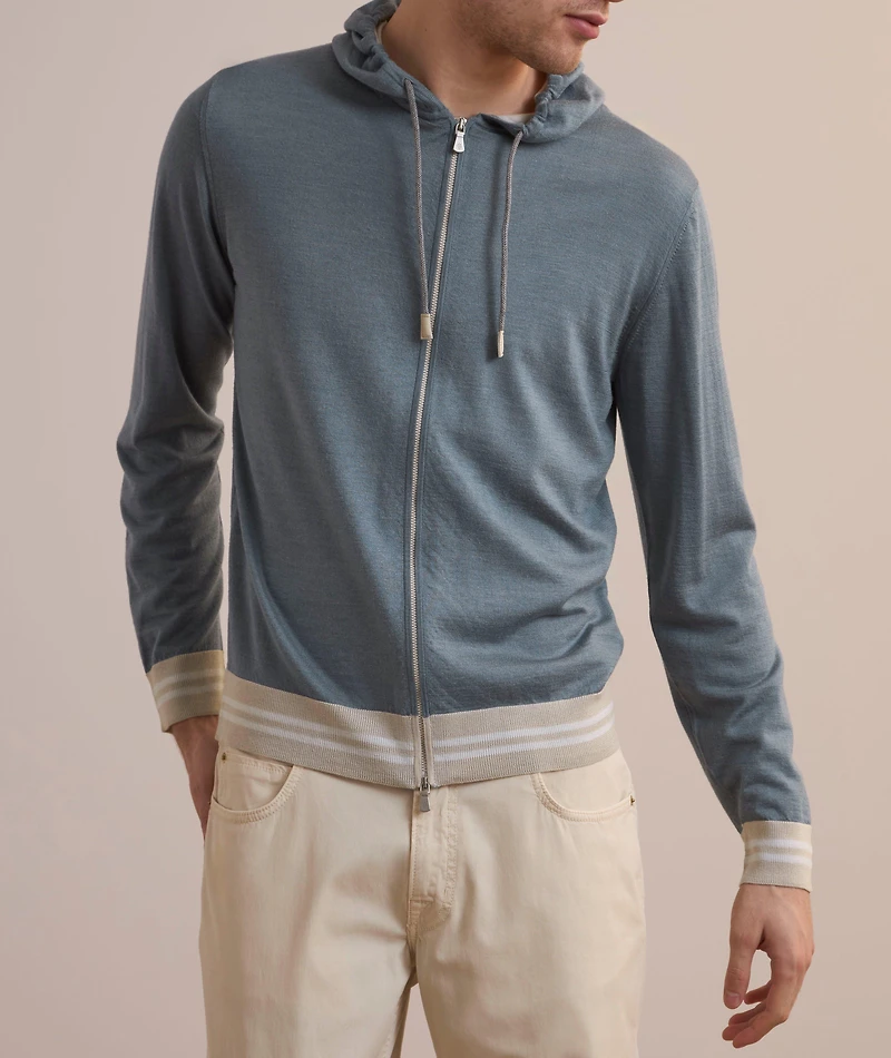 Banded Stripe Hooded Sweater