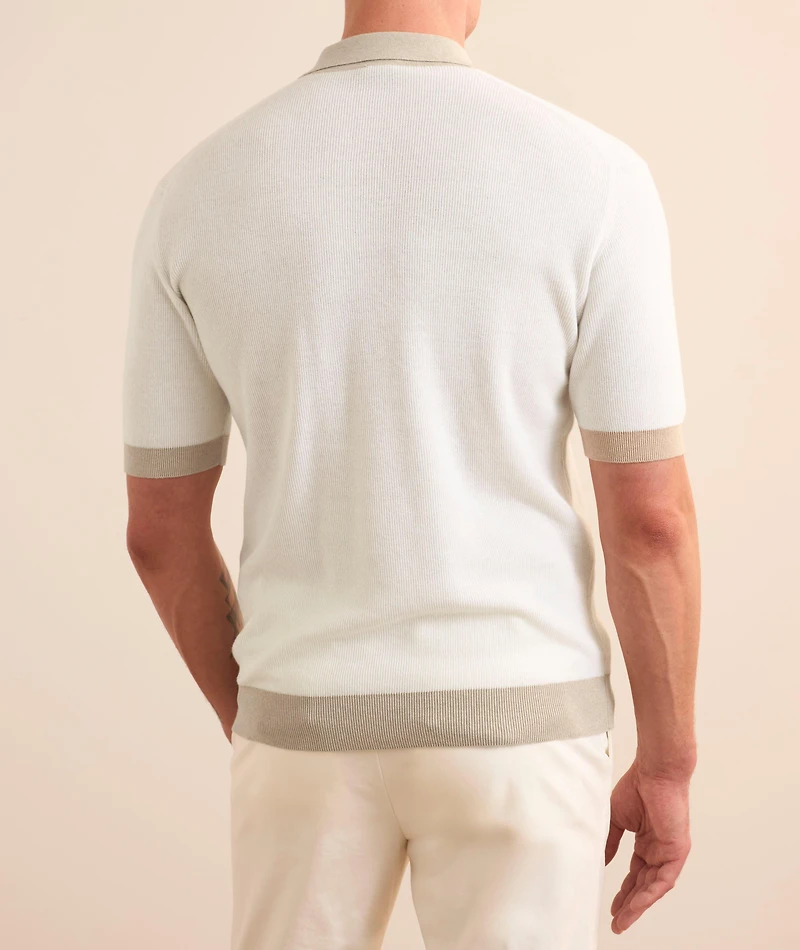 Cotton-Cashmere Colourblock Knit Polo