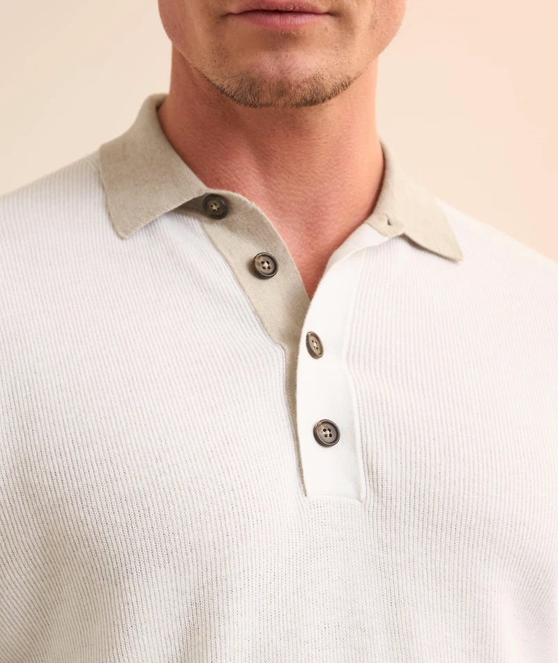 Cotton-Cashmere Colourblock Knit Polo