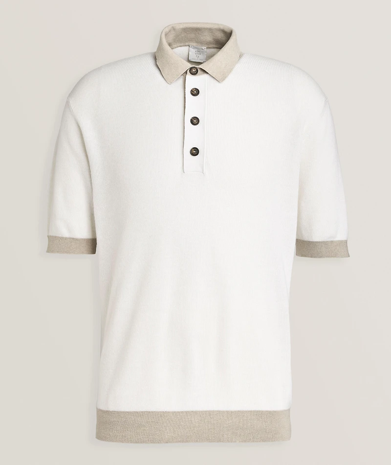 Cotton-Cashmere Colourblock Knit Polo