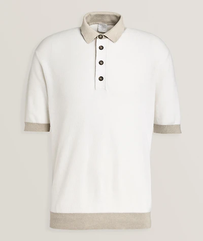 Cotton-Cashmere Colourblock Knit Polo