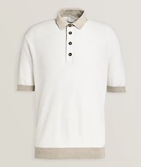 Cotton-Cashmere Colourblock Knit Polo