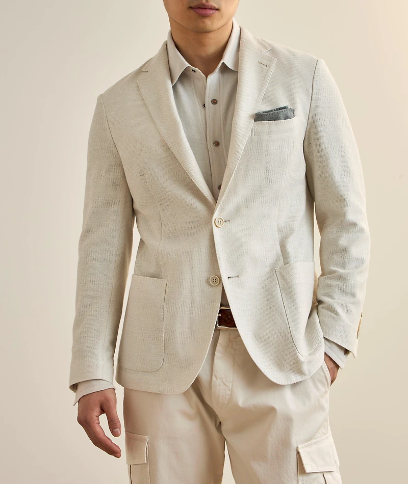 Cotton-Linen Hopsack Sport Jacket