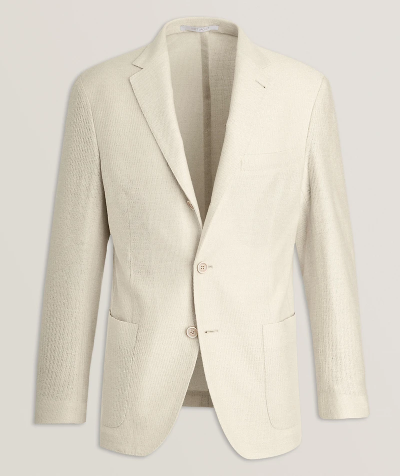Cotton-Linen Hopsack Sport Jacket