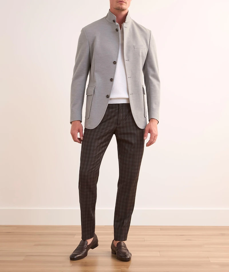 Stand Collar Wool-Blend Jacket