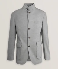 Stand Collar Wool-Blend Jacket