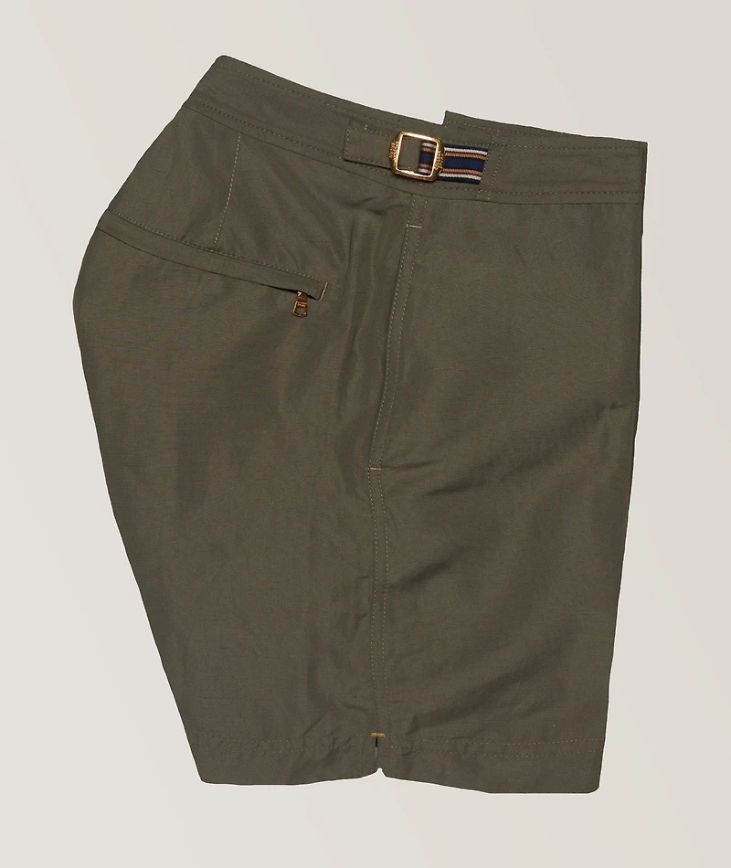 Bulldog Linen-Blend Tape Swim Shorts