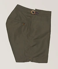 Bulldog Linen-Blend Tape Swim Shorts
