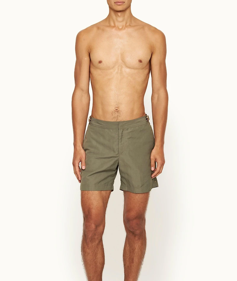 Bulldog Linen-Blend Tape Swim Shorts
