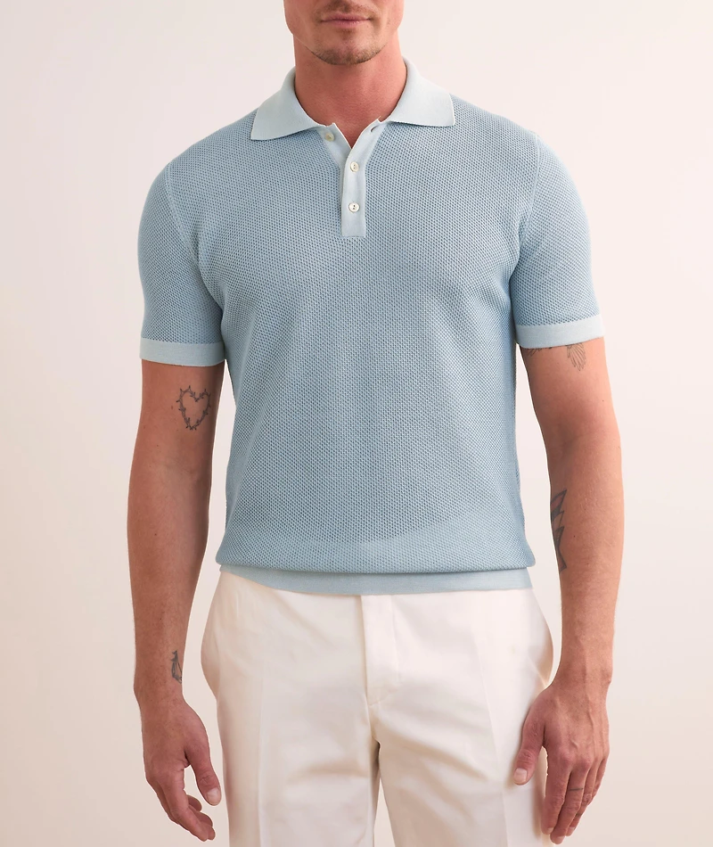 Textured Silk-Cotton Polo Shirt