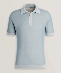 Textured Silk-Cotton Polo Shirt