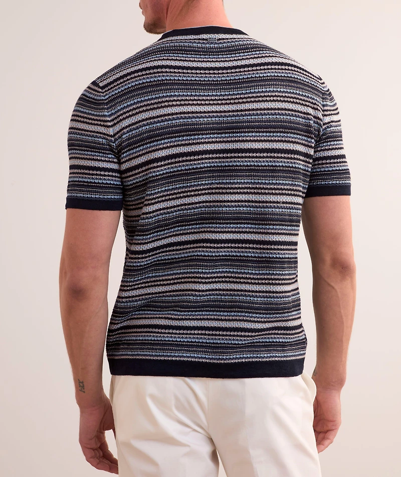 Textured Striped Knit T-Shirt