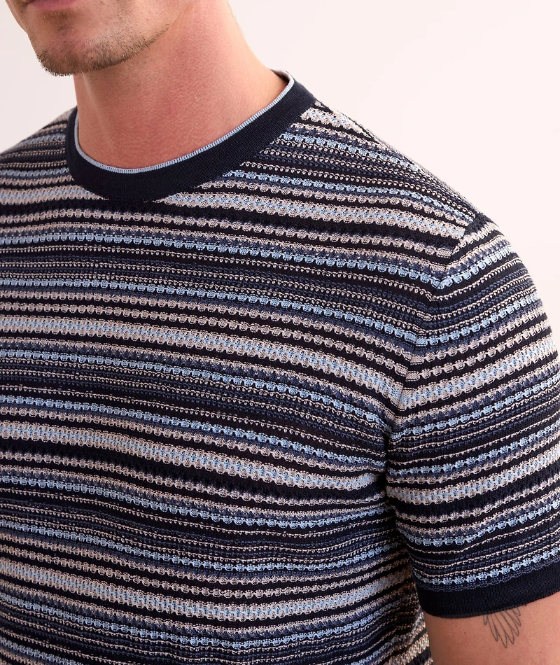 Textured Striped Knit T-Shirt