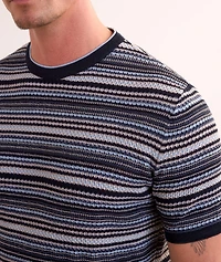 Textured Striped Knit T-Shirt