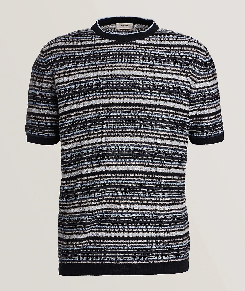 Textured Striped Knit T-Shirt